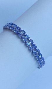 Natural Tanzanite Tennis Bracelet in Sterling <b>Silver</b> White Gold Plated Luxury Blue Gemstone Jewelry for Women Wedding Party Gift - Product Image 3