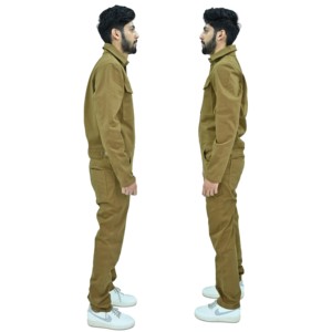Combinaison de travail personnalisée en coton olive pour mécanicien, kaki, à manches longues, pour atelier, vêtement de protection pour homme, combinaison de sécurité - Product Image 4