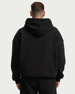 Sudadera con capucha negra extragrande para hombre, con cremallera, de algodón grueso y forro polar, de alta calidad, estilo casual y urbano. - Product Image 2