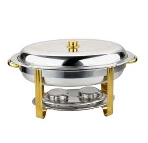 Moderno calentador de alimentos cónico blanco crema con tapa puntiaguda dorada y base perforada para catering de buffet de boutique - Product Image 5