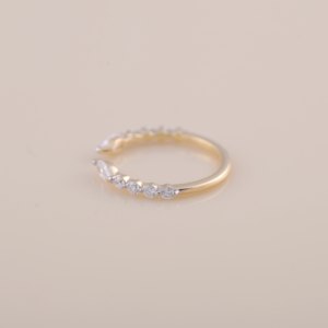 IGI Certified Marquise & Round Diamond <b>Open</b> Cuff <b>Ring</b> in 18K Yellow / White And Rose Gold - Product Image 3