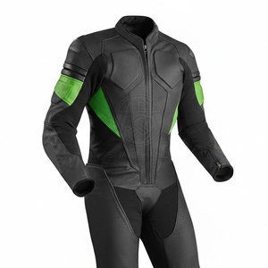 Combinaison de moto en cuir noir et vert à manches longues pour homme FIT INTERNATIONAL, respirante, toutes saisons, vêtements de motard - Product Image 5