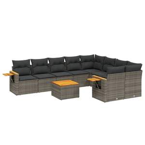 Grey Garden <b>Sofa</b> <b>Set</b> With Cushions UV Resistant PE Rattan Outdoor Furniture Contemporary Design Waterproof - Product Image 2