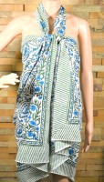 Vestido de Playa Formal con Estampado Floral Hecho a Mano en India, 100% Algodón, 1 Pieza, Falda, Pareo, Ropa de Playa para Mujer, Secado Rápido