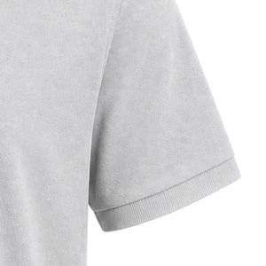 Light Gray Short Sleeve Polo Shirt with Small JJ Embroidered Chest Logo <b>Only</b> Plain Back Button Collar Design Casual Everyday - Product Image 4