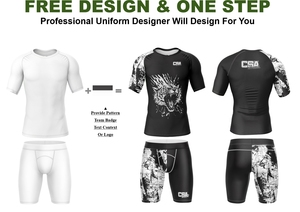 Ensemble de compression à manches longues avec impression par sublimation sans couture, qualité supérieure, respirant, vêtements de sport, rashguard et legging MMA - Product Image 2