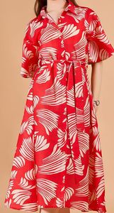 Robe midi évasée à imprimé floral, manches évasées, style indien fait main, pour femme, formelle, été, longueur midi, confortable, pour tous les jours - Product Image 2