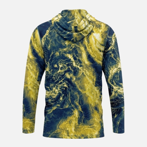 เสื้อเจอร์ซีย์มีฮู้ดแขนยาว พิมพ์ลายคลื่นทะเลสีน้ำเงิน สำหรับผู้ใหญ่ทั้งชายและหญิง ระบายความชื้นได้ดี ทรงปกติ พิมพ์ลายดิจิตอล - Product Image 4