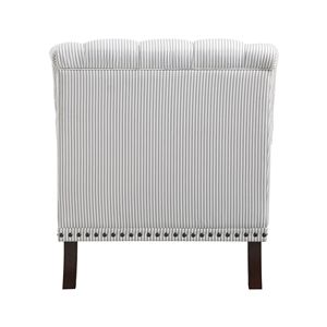 Lussuosa Poltrona Decorativa in Tessuto Bianco e Grigio con Bottoni e Finiture Chiodate, Arredamento Moderno per Soggiorno - Product Image 6