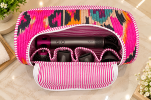 Handmade Quilted Lady Winter Dyson Storage <b>Bag</b> with Zipper Closure Inner Pockets (6 Inch Each) Stylish Hair <b>Tool</b> Organizer - Product Image 3