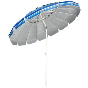 Ombrellone da Spiaggia da 2,4 m con Protezione UV e Telaio Antivento a 16 Stecche - Product Image 1