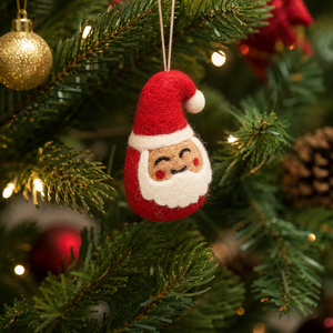 Handmade <b>Wool</b> Felt Santa Christmas Tree Ornament Needle Felting Character Bauble Holiday Decoration - Product Image 1