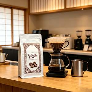 Sacs d'emballage pour café imprimés sur mesure, à 8 soudures latérales, de qualité alimentaire, étanches à l'humidité, avec valve, pour grains de café torréfiés - Product Image 2