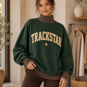 เสื้อสเวตเชิ้ตคอเต่าทรงโอเวอร์ไซส์สำหรับผู้หญิง รุ่น TS-MN-052 ซีรีส์ Supplier พร้อมโลโก้ Trackstar ผ้าฟลีซหนานุ่ม รับสั่งพิมพ์ลายตามแบบ ขายส่ง - Product Image 6