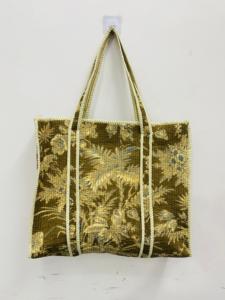 Green Handmade Quilted Cotton <b>Boho</b> Style Drawstring Closure Large Tote <b>Bag</b> Women Tropical Parrot Printed Shopping <b>Bag</b> for Retail - Product Image 1