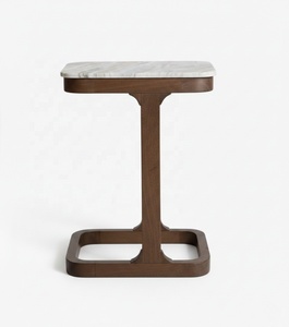 Mesa Auxiliar Estilo Nórdico B2B en Madera Maciza con Tapa de Mármol para Sala de Estar, Juego de Sofás, Dormitorio, Restaurante, Bar, Villa - Product Image 4