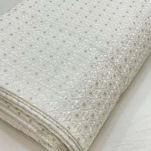 African Sequin Lace Fabric Beaded Embroidery Mesh Fabric Party Wear Wedding Dress Fabric Wholesale - Product Image 2