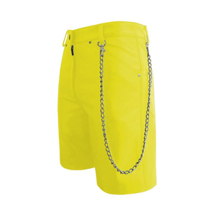 Shorts Bermuda jaunes taille haute pour homme avec chaîne décorative, style décontracté, fermeture boutonnée - Product Image 3