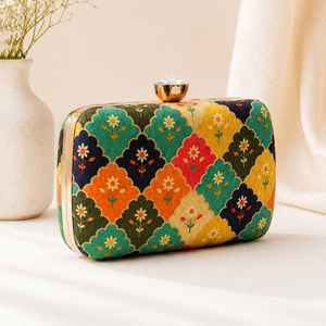 Pochette florale multicolore, sac à main ethnique de créateur pour femmes, pour les mariages et les occasions festives - Product Image 2