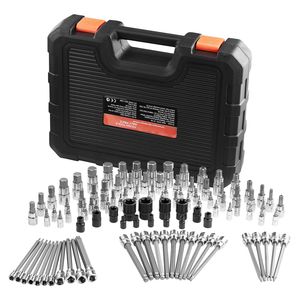 Set di 107 Pezzi di Chiavi a Bussola SAE e Metriche, Profonde, da 1/4 di Pollice, in Acciaio Legato S2 e Acciaio CrV, Esagonali/Torx/Torx Esterni/Antimanomissione/Estravagole - Product Image 1