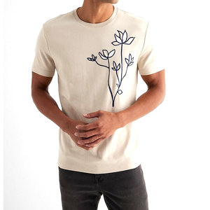 Fournisseur de t-shirts brodés pour hommes, t-shirt en coton doux de haute qualité avec logo brodé détaillé pour t-shirt homme en marque privée - Product Image 1