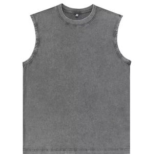 Camisetas sin mangas holgadas de algodón 100% para hombre, estilo acid wash, para gimnasio, con logo personalizado, corte muscular, precio mayorista - Product Image 6