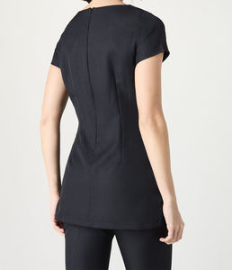 2026 Custom Logo Black Spa Uniform Tunic Women <b>Square</b> Geometric Neckline Beauty Salon Workwear <b>Set</b> OEM Wholesale Manufacturer - Product Image 3