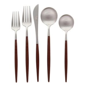 Ensemble de couverts en acier inoxydable de qualité supérieure avec manche en bois naturel, argenterie moderne minimaliste pour la maison, l'hôtel, le restaurant, respectueux de l'environnement - Product Image 6