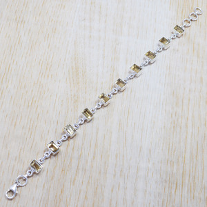 Bracelet à maillons rectangulaires facettés en argent sterling 925 fait main avec citrine naturelle, vente en gros - Product Image 2