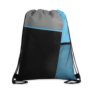 Custom Logo Drawstring Sports Bag Lightweight Polyester Gym Sack Mesh Side Pocket Promotional Fitness <b>Backpack</b> - Product Image 3