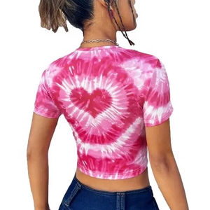 Impression de logo personnalisé, t-shirts à manches courtes pour femmes, coupe ajustée, grande taille, crop top, haute qualité, 100% coton, couleur unie, respirant - Product Image 3