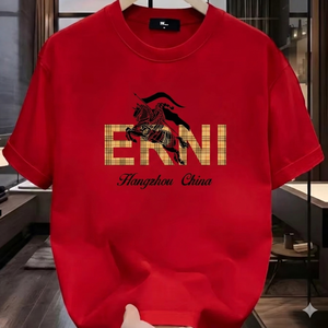 เสื้อยืดเออร์นี่ สปอร์ต ผ้าโพลีเอสเตอร์/คอตตอน สำหรับผู้ชาย คุณภาพสูง ระบายอากาศได้ดี แขนสั้น พิมพ์ลายหรูหรา สไตล์ลำลอง สตรีทแวร์ - Product Image 1