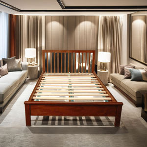 DISICO Wooden <b>Bed</b> <b>Queen</b> <b>Size</b> Reddish Brown Traditional Modern Bedroom Furniture - Product Image 4