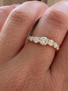 Anillos Apilables Ondulados con Diamantes Cultivados en Laboratorio de 1 Quilate en Forma Redonda, Diseño Curvo, para Propuesta de Matrimonio, Joyería Moderna, Oro Sólido de 14K - Product Image 6