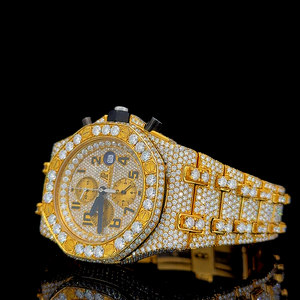 Montre Hip Hop pour homme de 45 mm, taille Jumbo, avec diamants Moissanite VVS 1 de qualité supérieure, entièrement en or jaune, montre automatique de luxe sertie de diamants. - Product Image 4