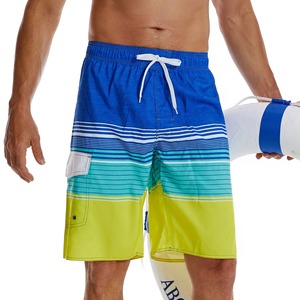 Shorts de bain rayés pour hommes, séchage rapide, avec cordon de serrage, bermudas dégradés, tenue décontractée de plage - Product Image 5