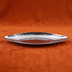 Luxury Boat Shaped Hammered Metal Chocolate Platter <b>Tray</b> With <b>Mirror</b> Polished Finish, Perfect For Hotels And Home Decoration - Product Image 1