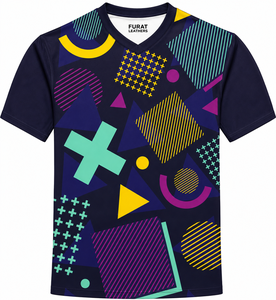 T-shirts pour hommes, impression par sublimation, motif géométrique, jersey sport en polyester respirant, col en V, manches courtes, été - Product Image 1