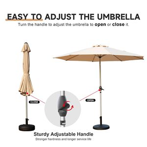 Ombrellone da Patio da 2,7 m con Manovella Inclinabile a Pulsante, Protezione UV, Impermeabile, Ombrellone da Giardino per Esterni 8 - Product Image 6