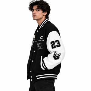 Veste universitaire personnalisée sur mesure, manches en cuir, style baseball, grande taille, pour hommes et femmes, tendance - Product Image 4