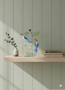 Figurine artisanale en verre d'oiseaux amoureux sur un arbre, décoration de luxe pour la maison, cadeau, objet de décoration, anniversaire de mariage, Saint-Valentin, export, présentation de table - Product Image 4