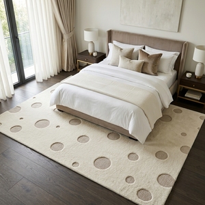 Alfombra Moderna Beige con Diseño de Puntos, Alfombra Suave y Texturizada para Sala de Estar, Dormitorio o Cuarto de Niños - Product Image 2