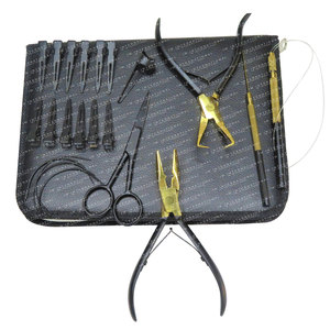 Kit d'outils pour extensions de cheveux avec petites ciseaux, pinces à perles, crochet d'installation pour extensions, clips à bec de canard - Product Image 5
