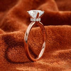 Moissanite Oval <b>Solitaire</b> <b>Ring</b> for Women Rose Gold Engagement Anniversary Jewelry Elegant Daily Wear Style - Product Image 2