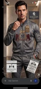 Men Gray Ful Sleeve <b>Tracksuit</b> With Front Embroidery Logo Zipper Closure Sublimation Print 100 Polyester Sporty Style Autumn Wear - Product Image 4