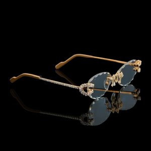 Lunettes de soleil carrées sans monture en cristal de qualité supérieure, branches en bois légères, unisexe, pour fêtes, voyages, usage quotidien et extérieur - Product Image 4
