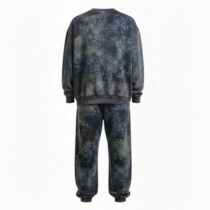 Survêtement surdimensionné pour homme en coton épais 100% personnalisé, avec fermeture éclair, délavé à l'acide, brodé, comprenant un sweat à capuche long et un pantalon, lavage enzymatique - Product Image 2