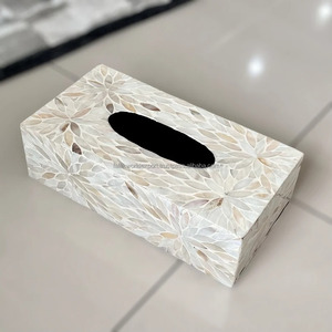 Caja de pañuelos de perlas madre cuadrada moderna de lujo de gama alta, recién llegado, soporte de papel de baño para hoteles en casa, resorts de FWE - Product Image 5