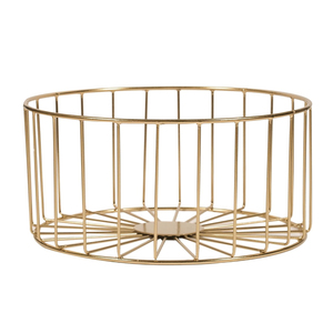 Classic Golden Wire Fruit <b>Basket</b> with Natural Wooden Base Modern Metal Decorative Bowl for Kitchen Countertop & Dining <b>Table</b> - Product Image 4