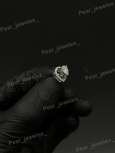 Pear Cut Diamond <b>Stud</b> Earrings Halo Setting Classic Women's Engagement Jewelry 925 Sterling <b>Silver</b> - Product Image 1